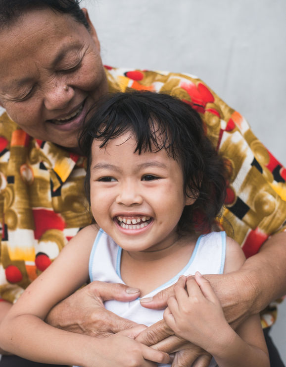 Woman holding a baby
