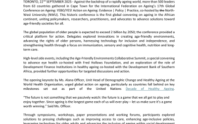 Press Release – Global Experts Gather at the IFA’s 17th Global Conference on Ageing